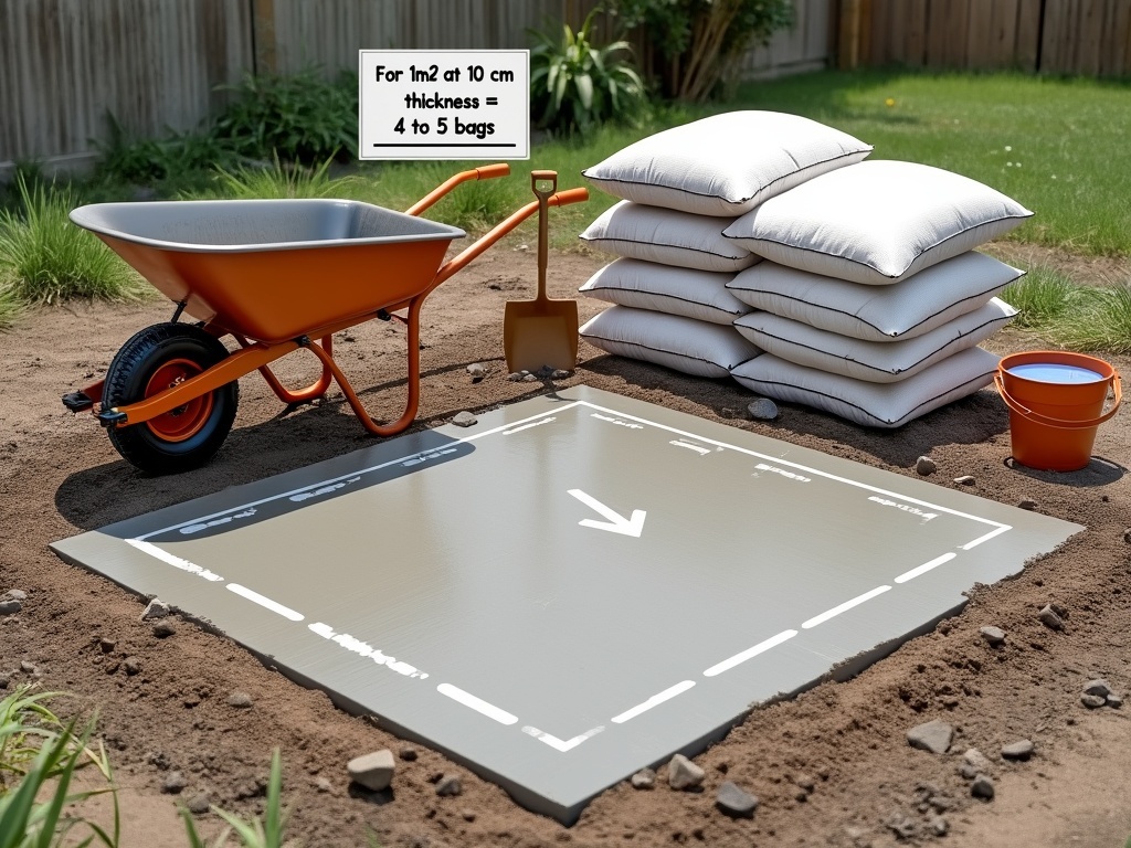 combien de sac de béton tout prêt pour 1m2