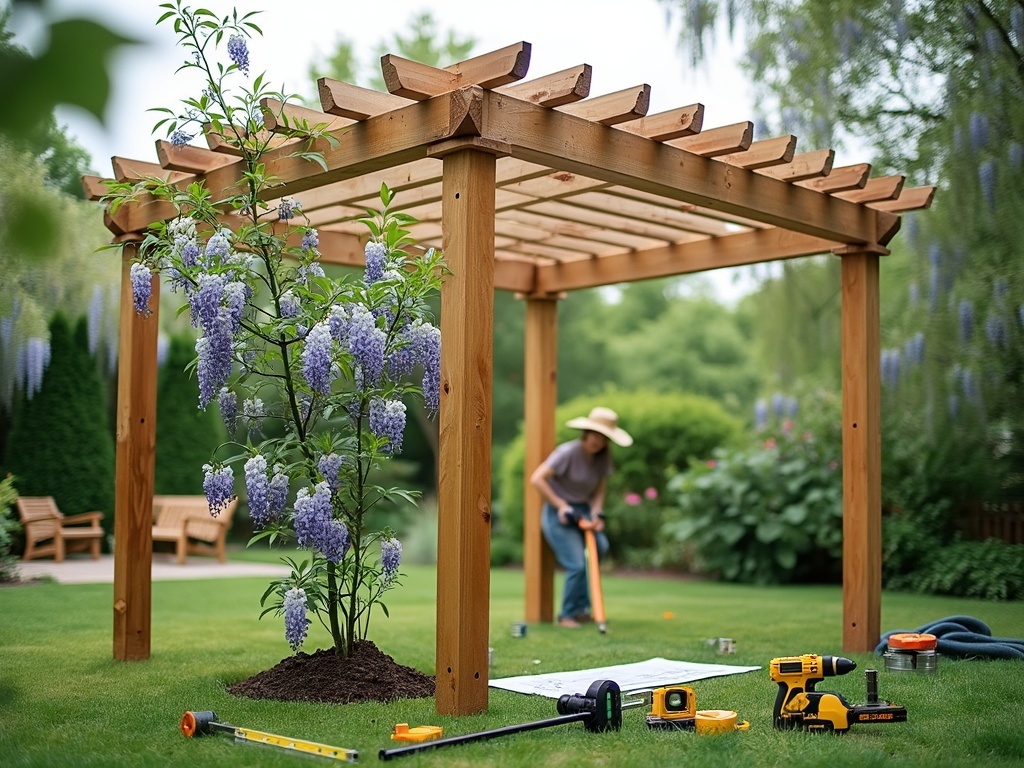 fabriquer une pergola pour glycine