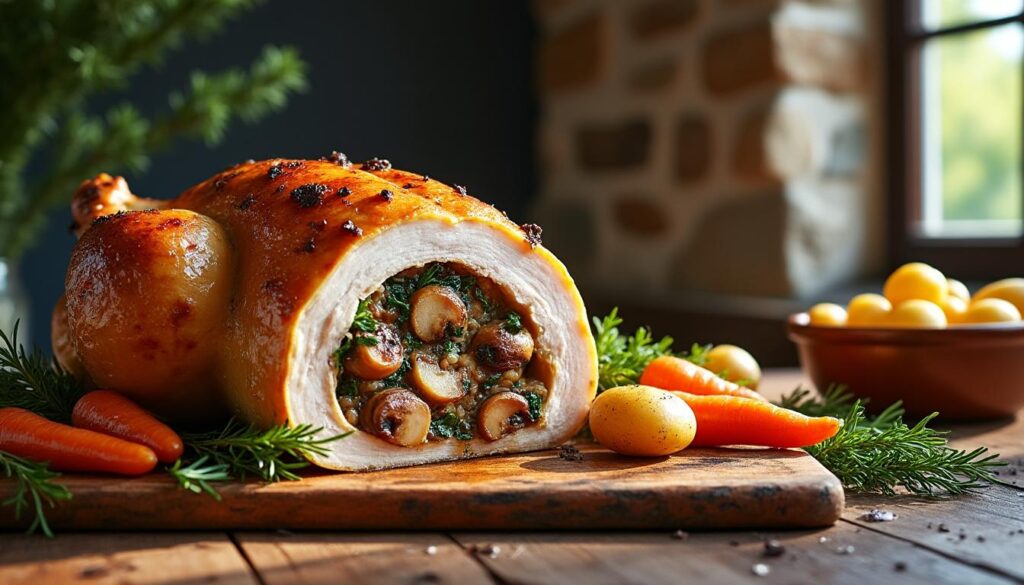 découvrez une recette facile de rôti de chapon farci avec des astuces pour une cuisson parfaite au four. un plat savoureux et idéal pour vos repas festifs.