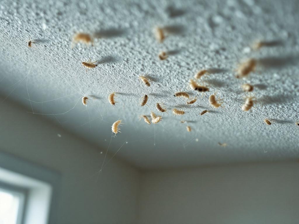 Larves de mites au plafond