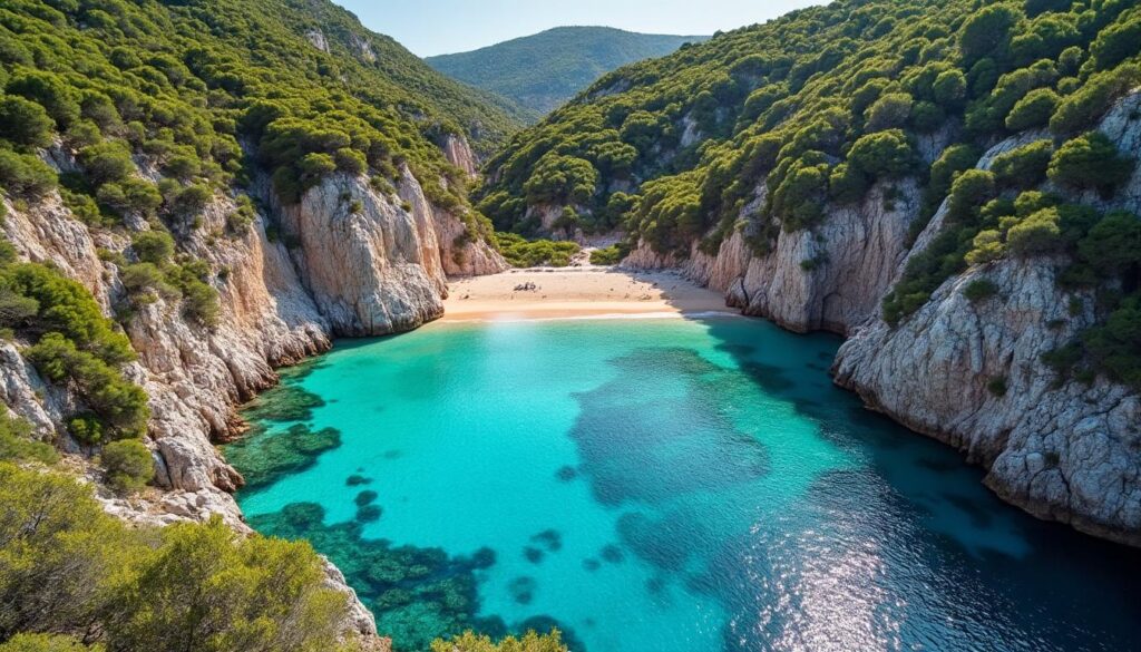 découvrez la cala di fica en corse, une plage sauvage unique où le maquis parfumé rencontre une mer limpide, idéale pour les amoureux de nature et de tranquillité.