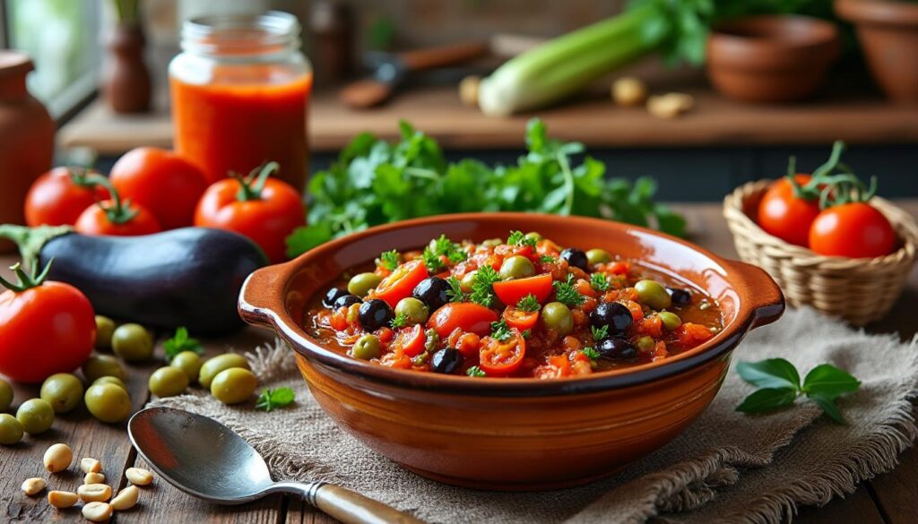 découvrez la recette authentique et facile de la caponata sicilienne de ma grand-mère, un délicieux plat traditionnel aux saveurs méditerranéennes.