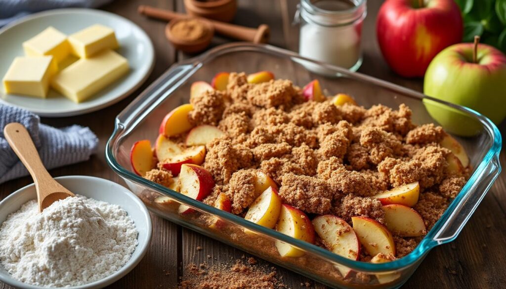 découvrez une recette simple et rapide de crumble aux pommes, parfaite pour un dessert gourmand et facile à réaliser en quelques minutes.
