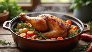 découvrez notre recette facile et rapide de cuisse de dinde moelleuse en cocotte, idéale pour un repas savoureux et réconfortant.