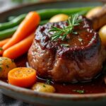 découvrez une recette savoureuse de jarret de bœuf braisé fondant, accompagné de légumes de saison pour un plat réconfortant et plein de saveurs.