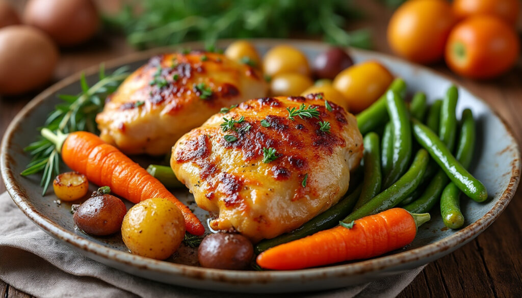 découvrez notre recette simple et savoureuse de haut de cuisse de poulet au four, parfaite pour un repas rapide et plein de goût.