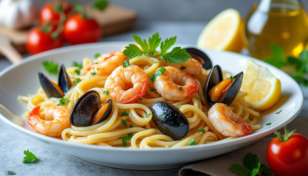 découvrez notre recette facile et rapide de pâtes aux fruits de mer, parfaite pour un repas savoureux et gourmand en toute simplicité.