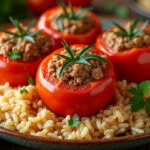 découvrez notre recette facile et savoureuse de tomates farcies accompagnées de riz au four, un plat gourmand et simple à préparer pour toute la famille.