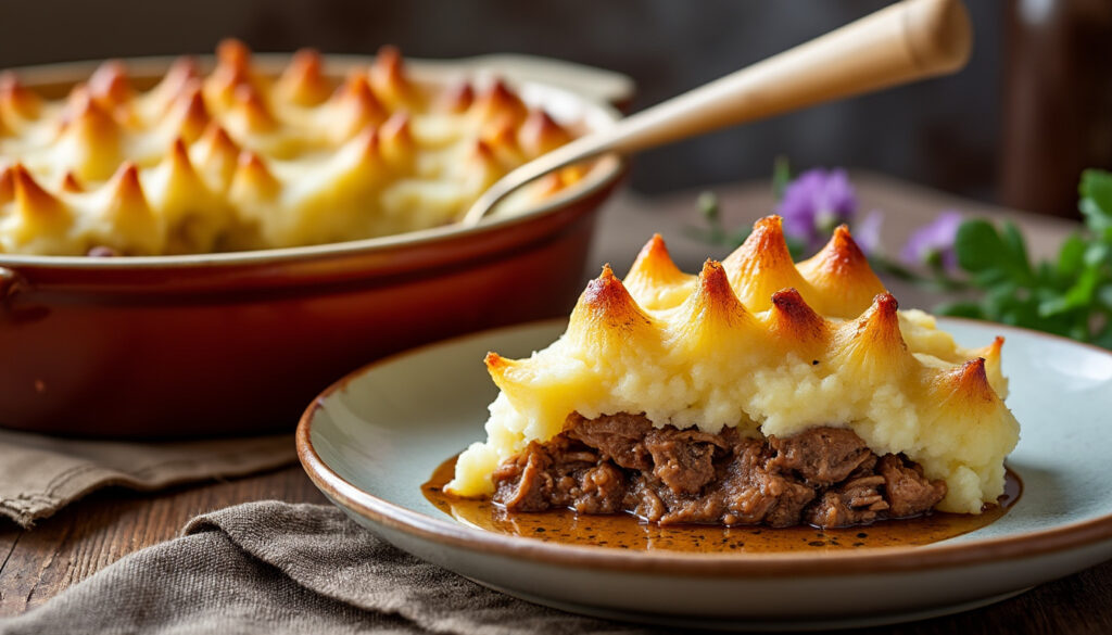 découvrez le parmentier de canard façon grand-mère : une recette traditionnelle, généreuse et savoureuse, avec une purée fondante et du confit de canard.