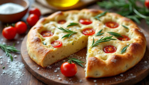 découvrez la focaccia moelleuse de cyril lignac : une recette facile et rapide, à la mie aérienne et à la croûte dorée, parfaite à partager.